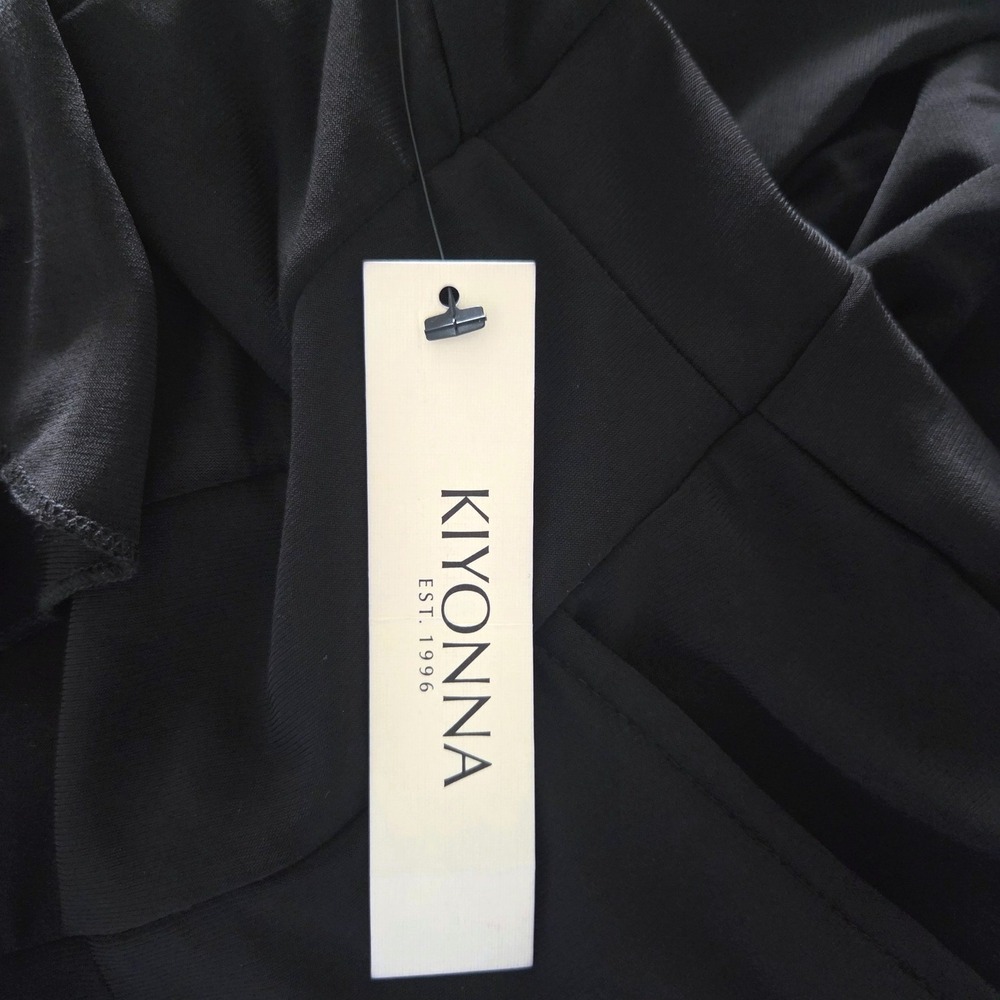 Kiyonna Black Velvet Surplice V-Neck Empire Waist Dress Plus Size 5X Pockets NEW - Picture 4 of 7
